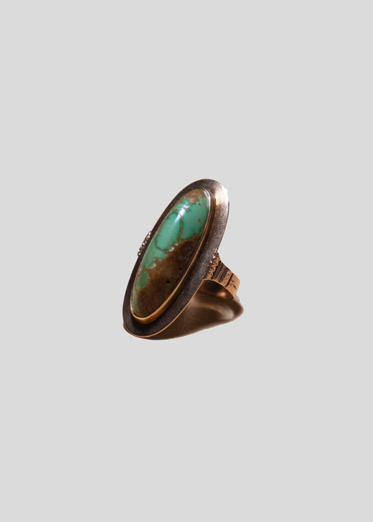 Vintage ring with matrix turquoise front