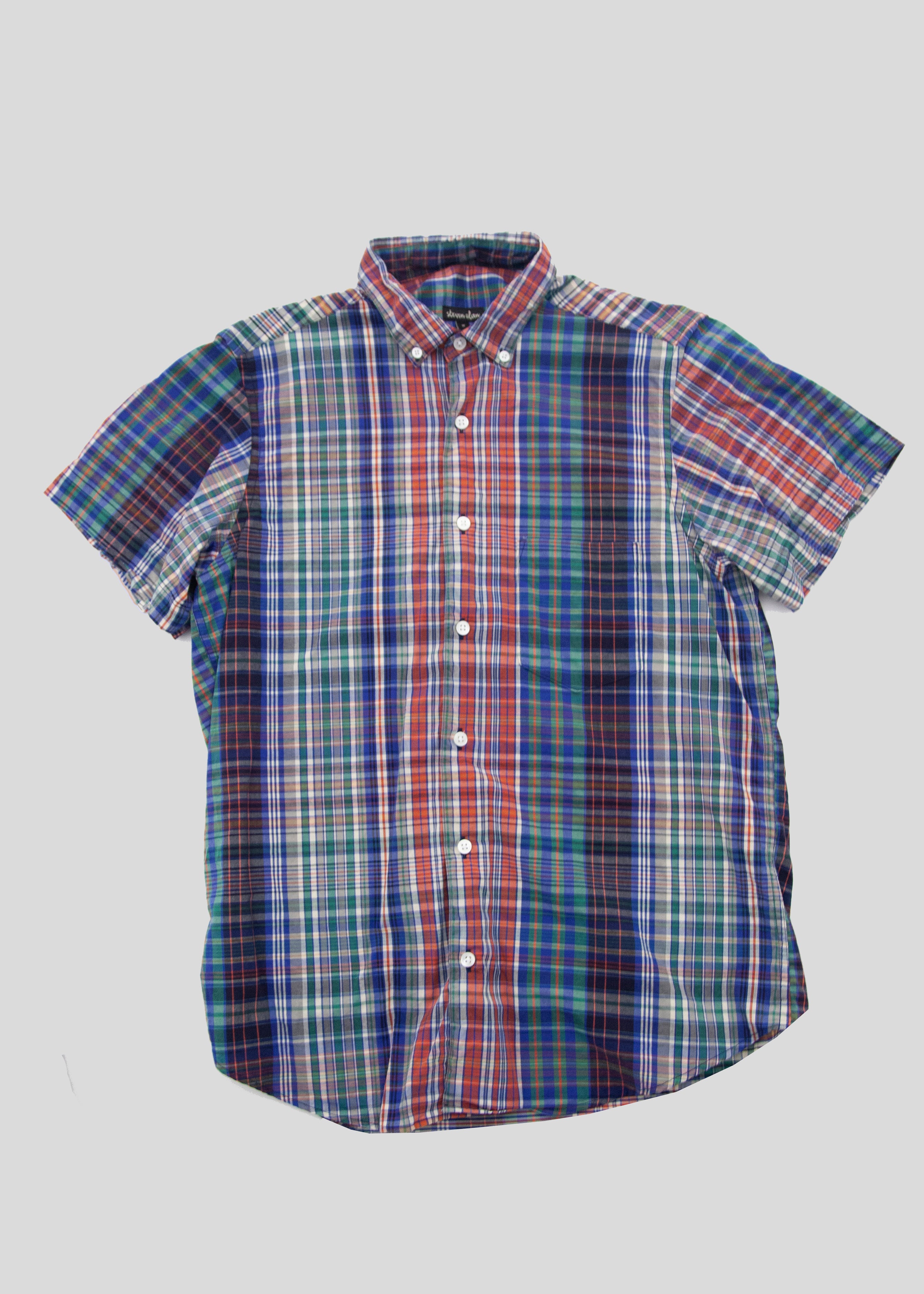 Short Sleeve Single Needle Shirt, Red Madras – Steven Alan