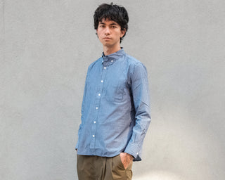 The Collegiate Shirt, Washed Navy/White Pencil Stripe