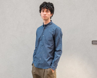 The Single Needle Shirt, Navy Windowpane