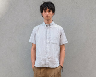 The Collegiate Short Sleeve Shirt, Blue/Ivory Stripe