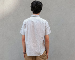 The Collegiate Short Sleeve Shirt, Blue/Ivory Stripe