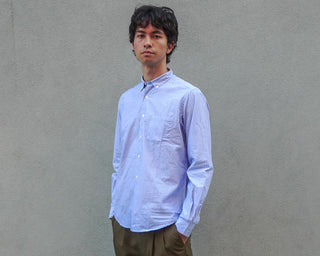 The Single Needle Shirt, Blue/White Pencil Stripe