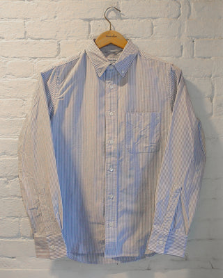 The Collegiate Shirt, Gray/White Stripe Oxford