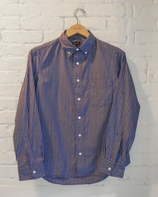 The Collegiate Shirt, Washed Navy/White Pencil Stripe