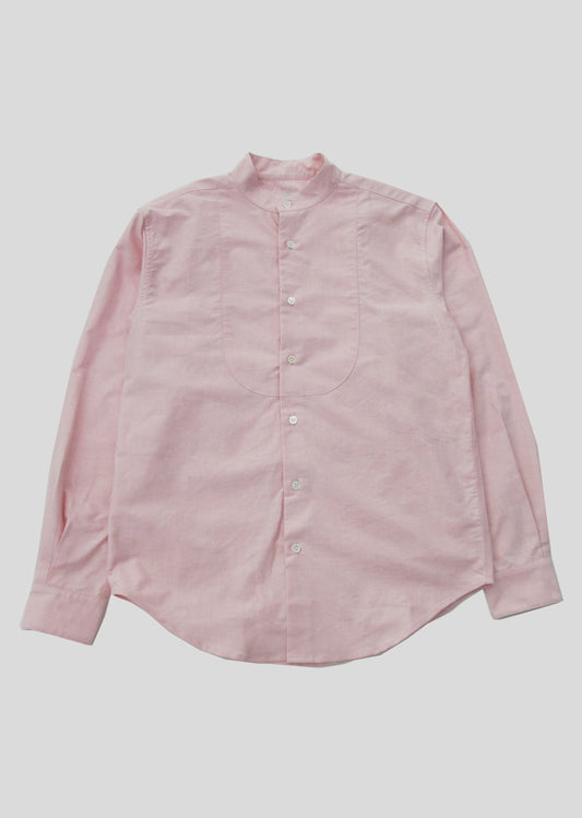 Tux shirt in salmon oxford flay lay front