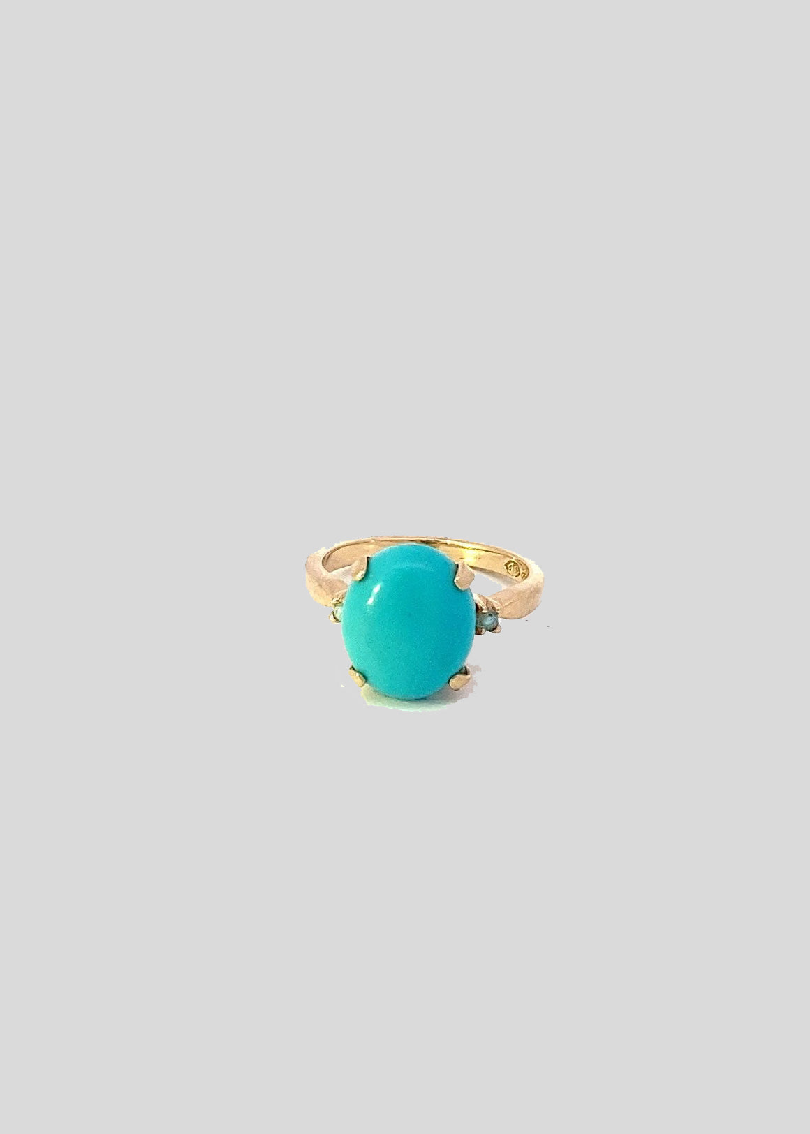 Vintage turquoise and pearl ring front 