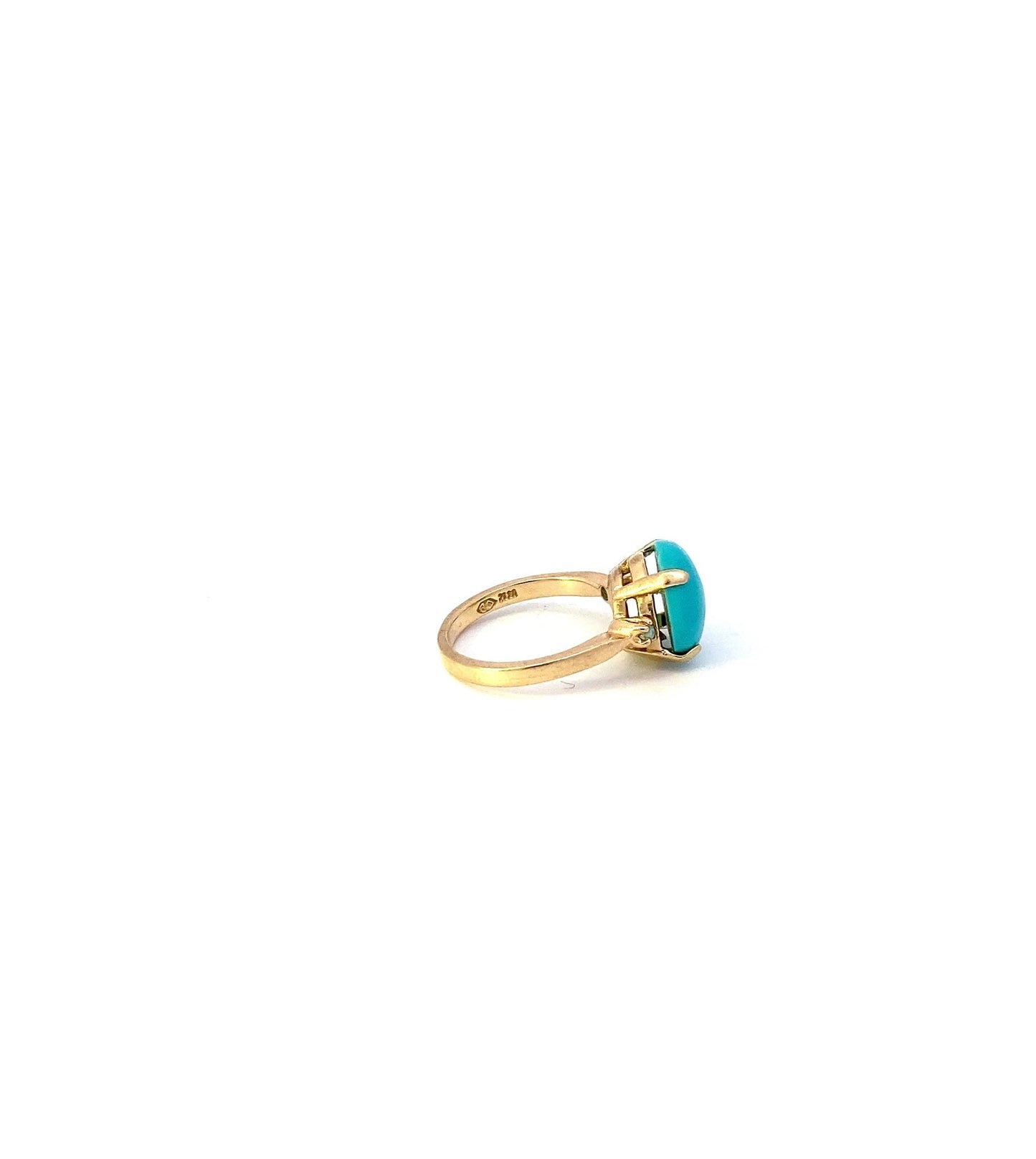 Vintage turquoise and pear ring side