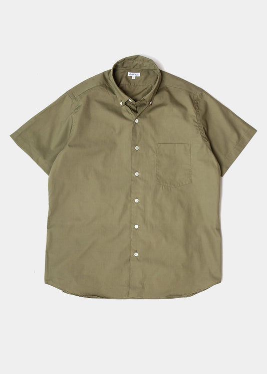 Short Sleeve Single Needle Shirt, Olive Poplin