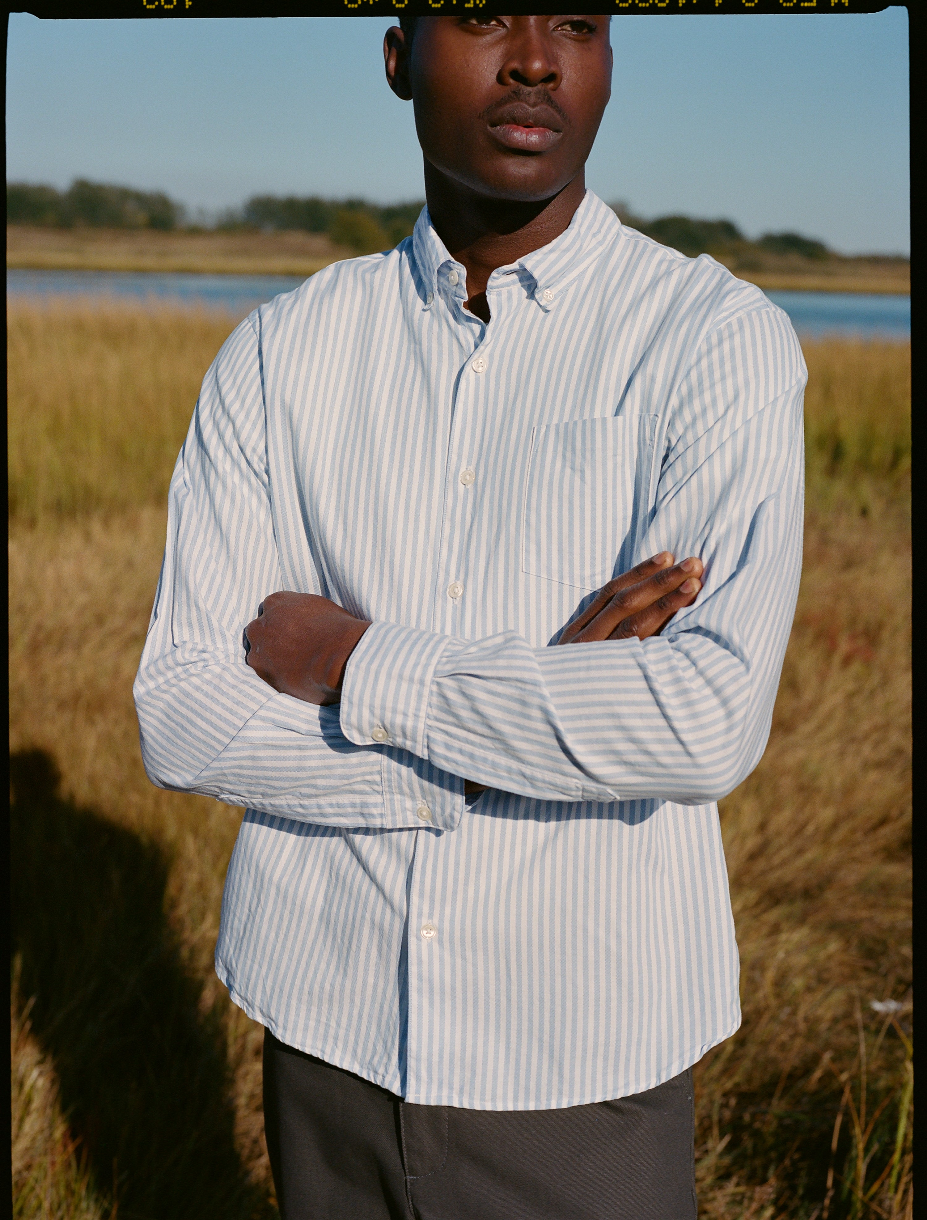 Single Needle Shirt, Blue Stripe