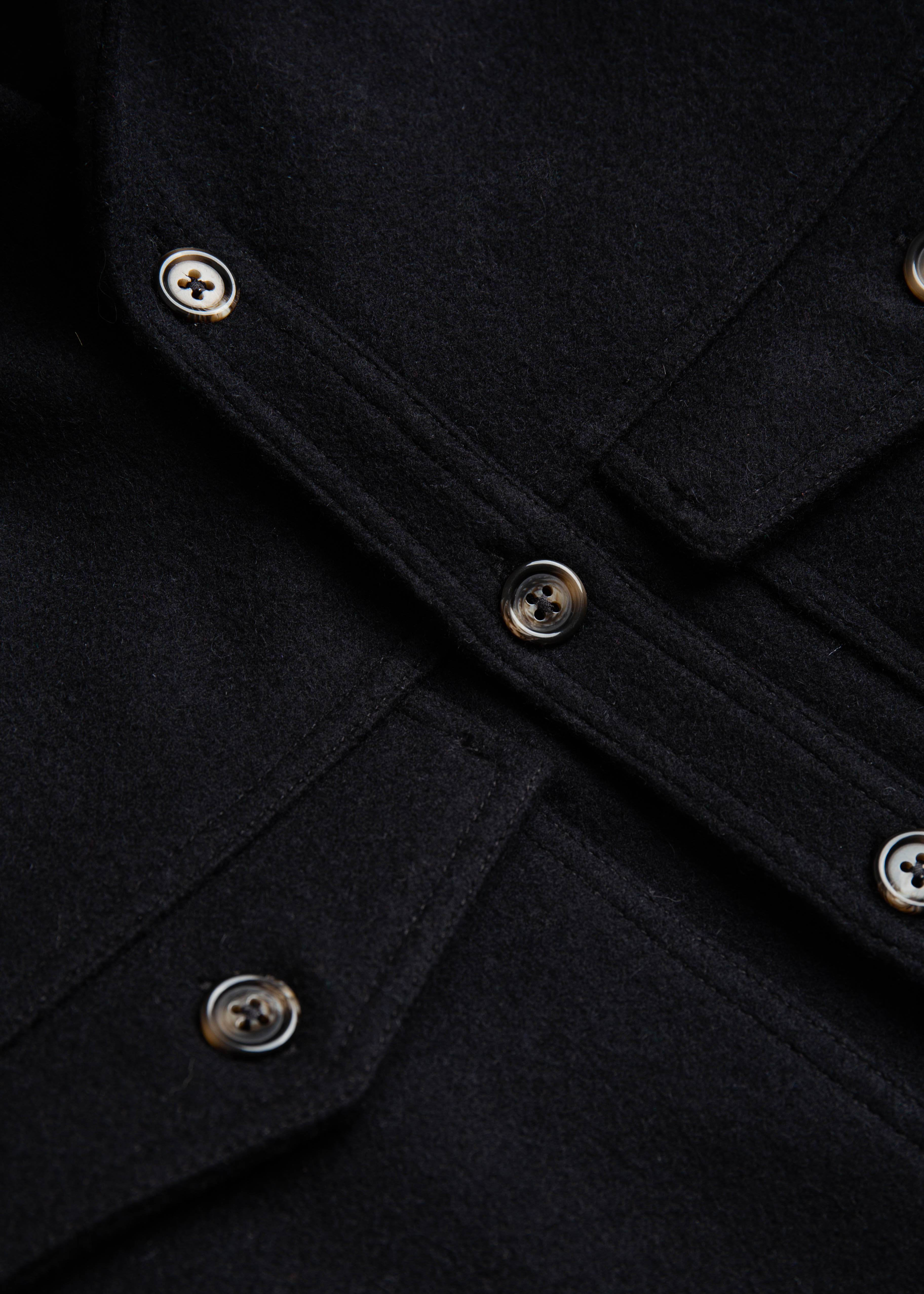 Double Pocket Shirt Jacket, Black Melton Wool – Steven Alan