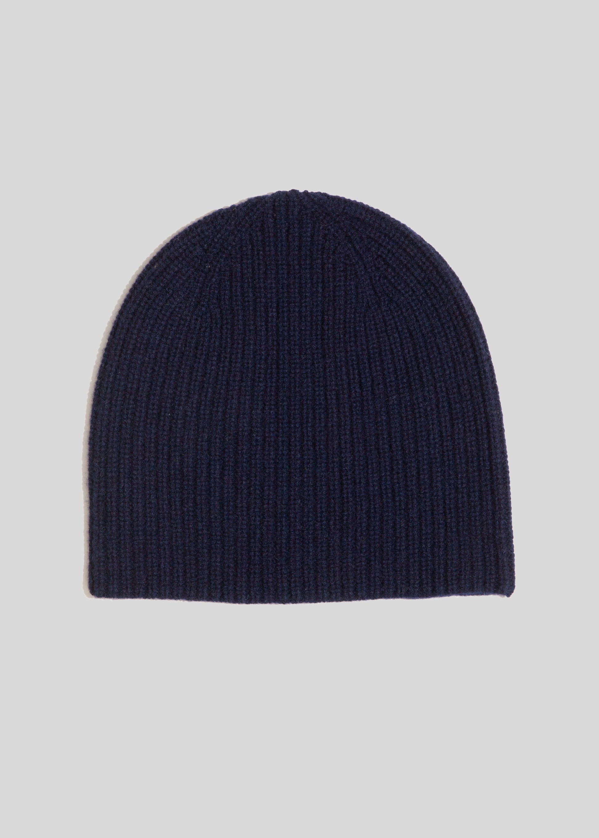 Front flat lay of beanie color midnight navy